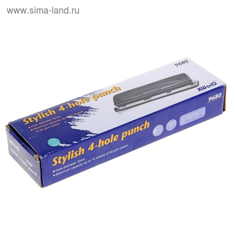 Дырокол на 4 отверстия до 16л пластик KW-trio, с линейкой