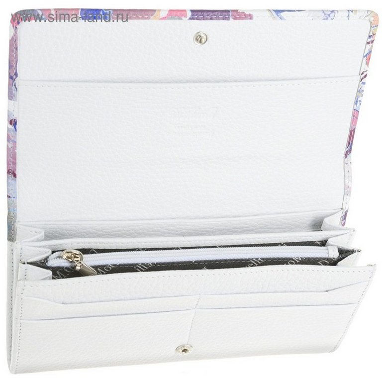Портмоне D.Morelli женское "Эльза" с глубоким карман. нат. кожа, принт колибри