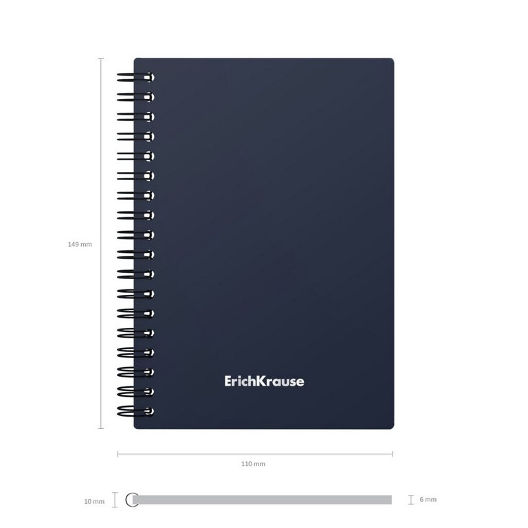 Тетрадь 60 лист кл. А6 на спирали, пластиковая обложка "Classic" черный