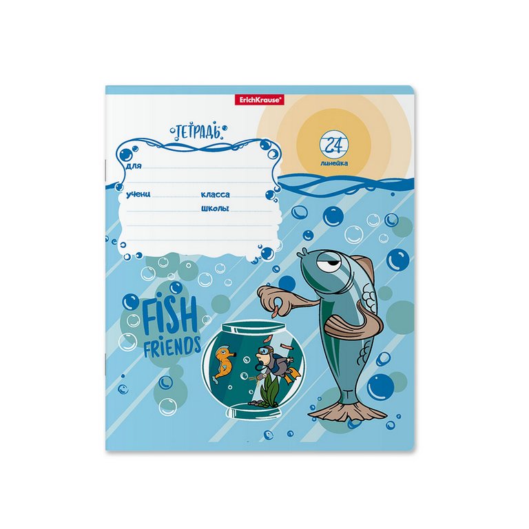 Тетрадь 24 лист лин. А5 "Fish Story" 5 видов