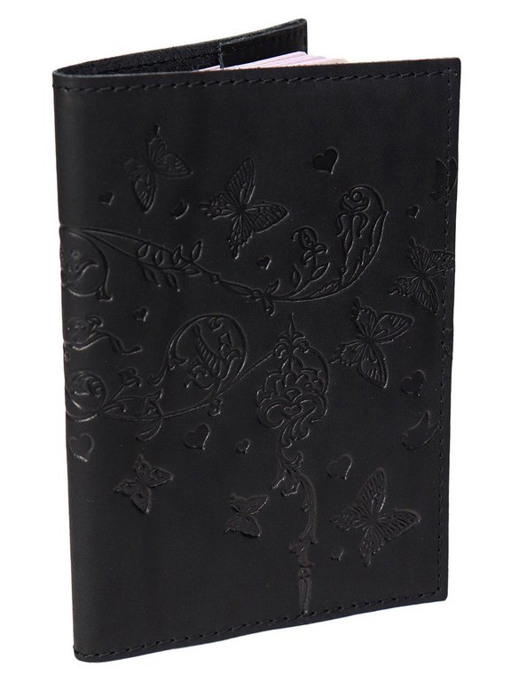 Обложка для паспорта MILAND "Вдохновение" нат. кожа, черная