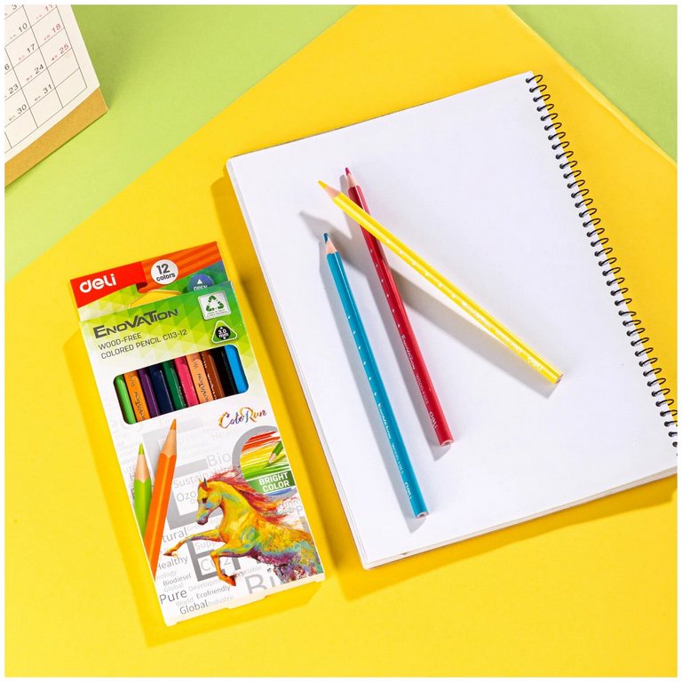 Набор карандашей  12 цв. трехгранные  пласт. корпус Deli "Enovation"