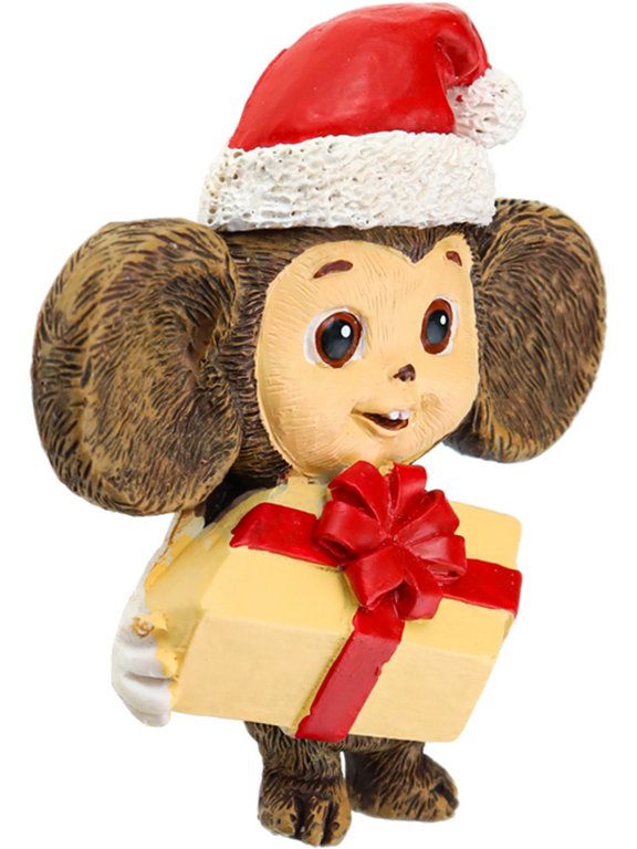 Магнит НГ "Чебурашка с подарочком" 7см, полирезина