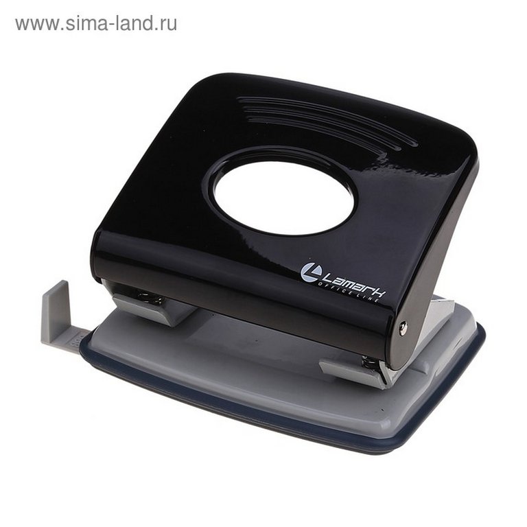 Дырокол до 30л метал. Lаmark "Mettallic", с линейкой, черный