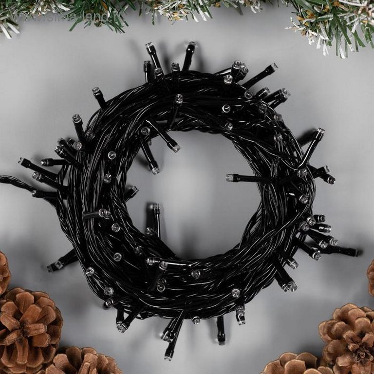 Гирлянда комнатная Нить 10м, 100 цв. ламп, 8 реж., тёмный провод (от -10 до +35 °С)