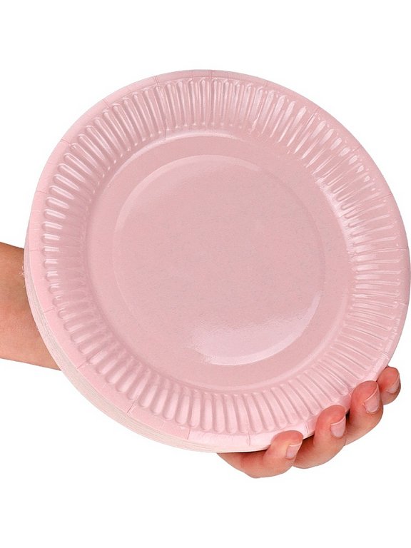 Тарелка картон d180 50 шт/уп, цв. розовый