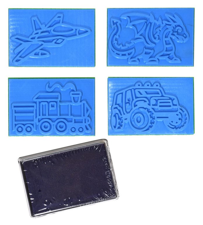 Штамп контурный для мальчика Каляка-Маляка 4 шт/уп с чернилами