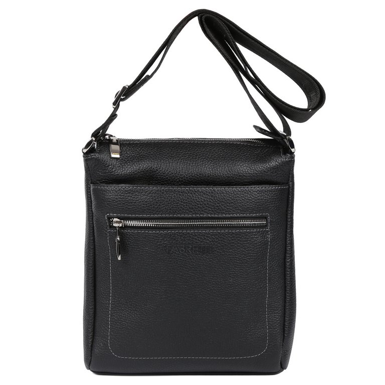 Сумка мужская FABRETTI 22*27*6,  нат. кожа, черный