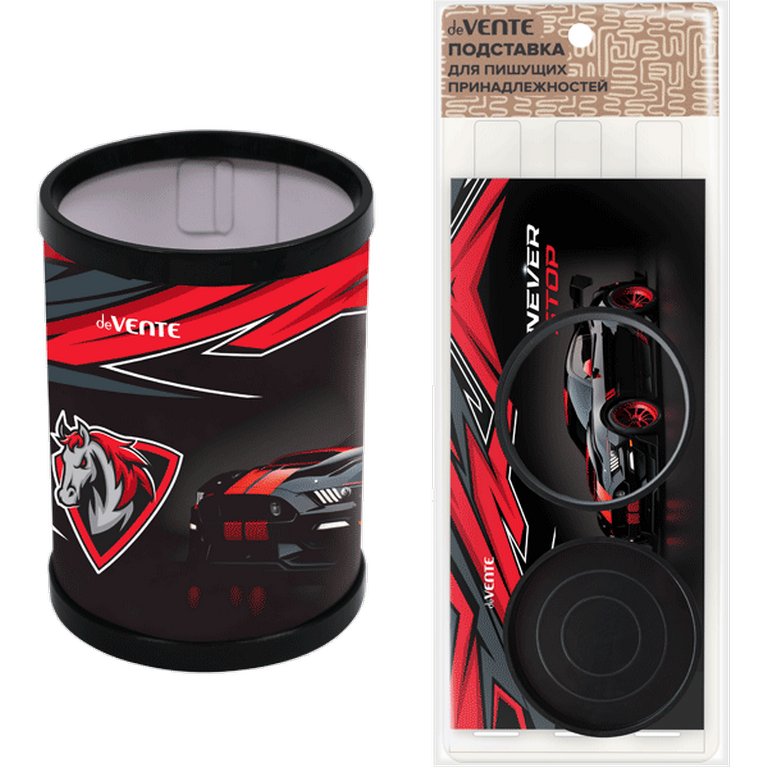 Подставка для ручек deVENTE "Never Stopl" черная/красная (сборно-разборная конструкция)
