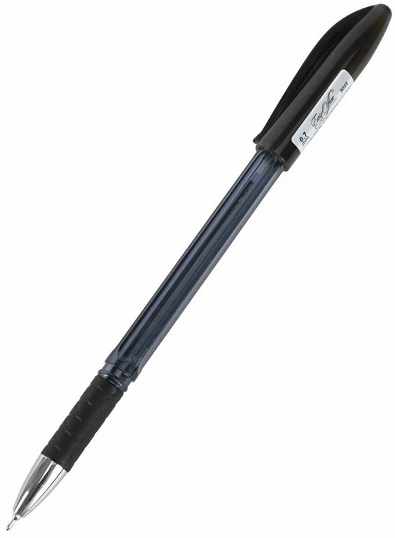 Ручка шариковая масляная Beifa "Easy Office" резин.упор 0,7мм черная (стерж.137мм,лин.0,3мм) игольч.