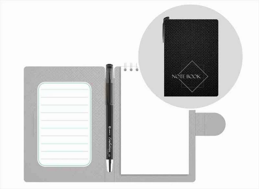 Блокнот А6  50л., 105*150 мм, LAMARK +ручка, "Черный", вн.блок на спирали