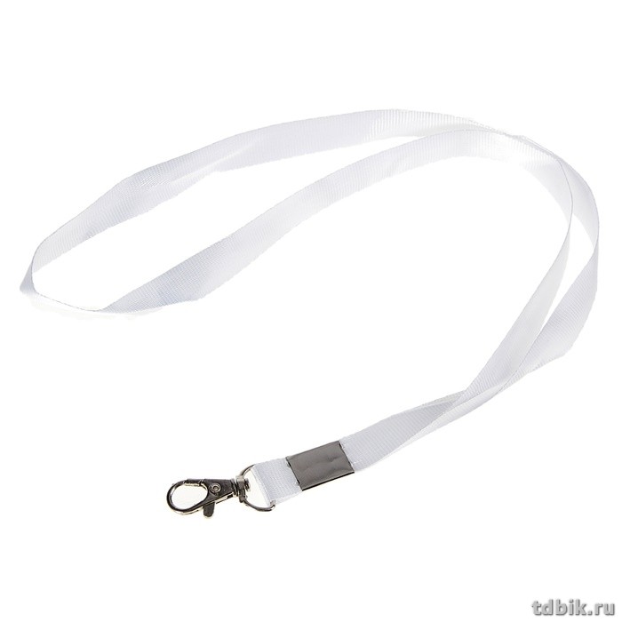 Шнур для бейджа белый с карабином, длина 80см, ширина 1,5см Calligrata