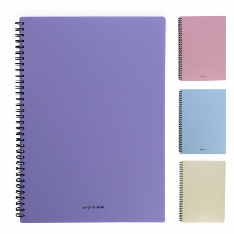 Тетрадь 80 лист кл. А4 на спирали, пластиковая обложка "Pastel" ассорти