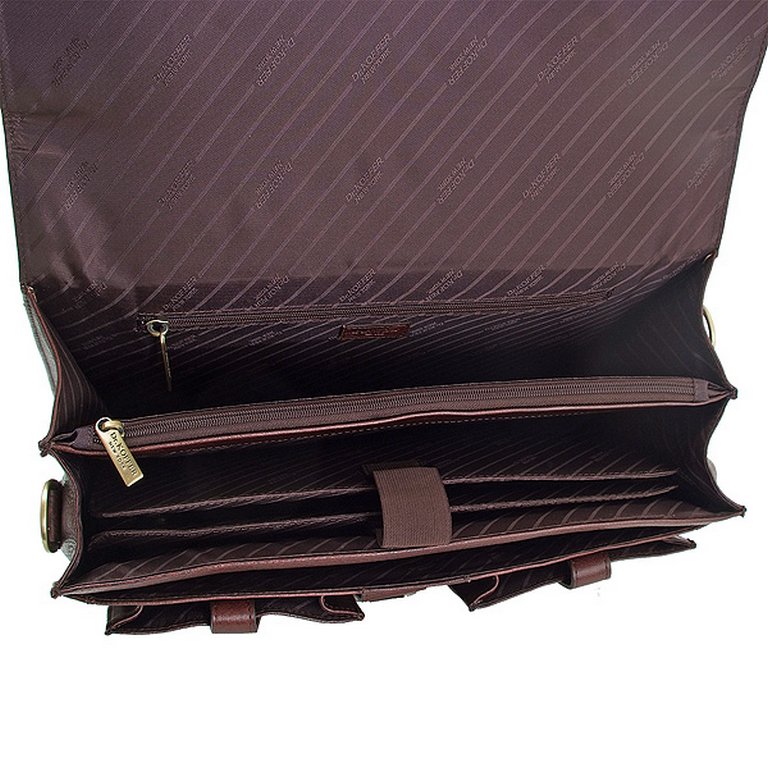 Портфель Dr.Koffer 40*29*12см, нат. кожа, со съемным плечевым ремнем, коричневый