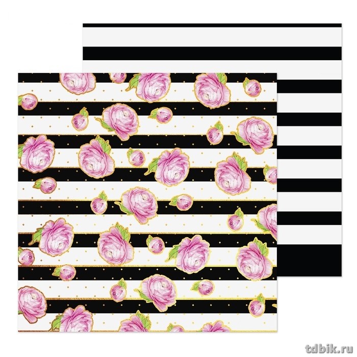 Бумага двусторон. 20*20см "Черно-белая"  180гр/м