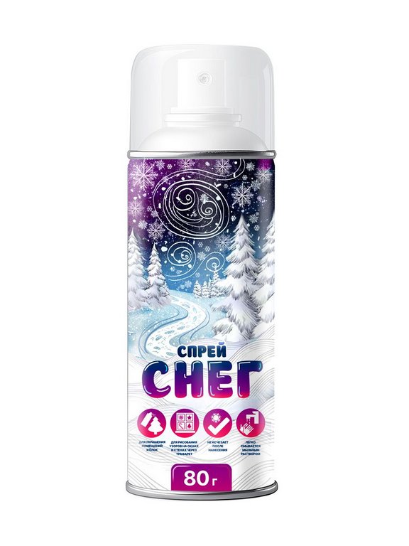 Снег синтетический в спрее 80гр, цвет белый