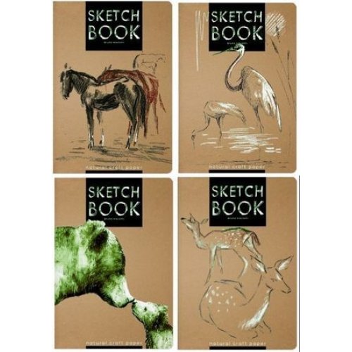 Скетчбук 147*210 мм, 40л."SKETCHBOOK" КРАФТ 70 гр, ПРОШИТЫЙ БЛОК (4 ВИДА)