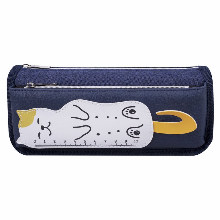 Пенал  для девочки Юнландия "Cats rulel" 21*9*6см, синий