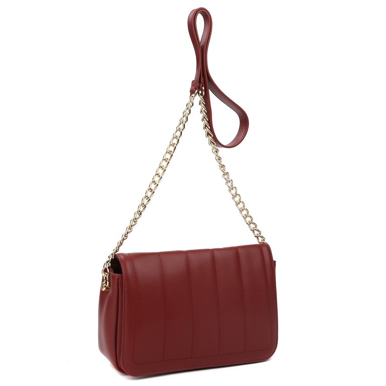 Сумка женская FABRETTI 25х15х8 см, нат. кожа, бордовый