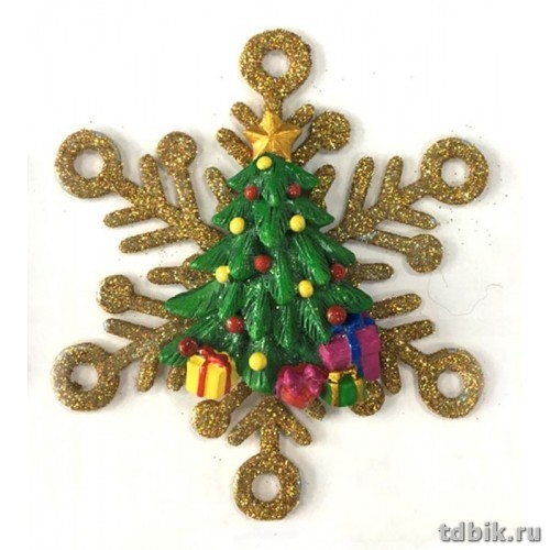 Украшение елочное из пластика "Елочка в снежинке" 11x1,5x11 см