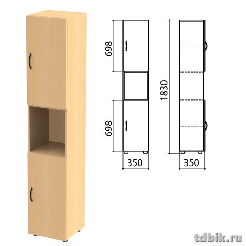 Шкаф для бумаг "Канц" полузакрытый, 2 двери (350*330*1830мм) цвет бук