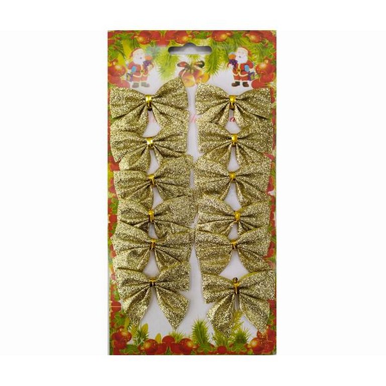 Бант золотой 12 шт, 5,5*5,5 см