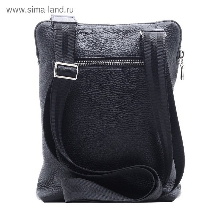 Сумка мужская D.Morelli малая, нат. кожа, с карманом, фл.черный