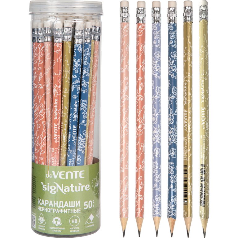 Карандаш ч/г HB с рис. трехгранный deVENTE "Triolino sigNATURE" с ластиком