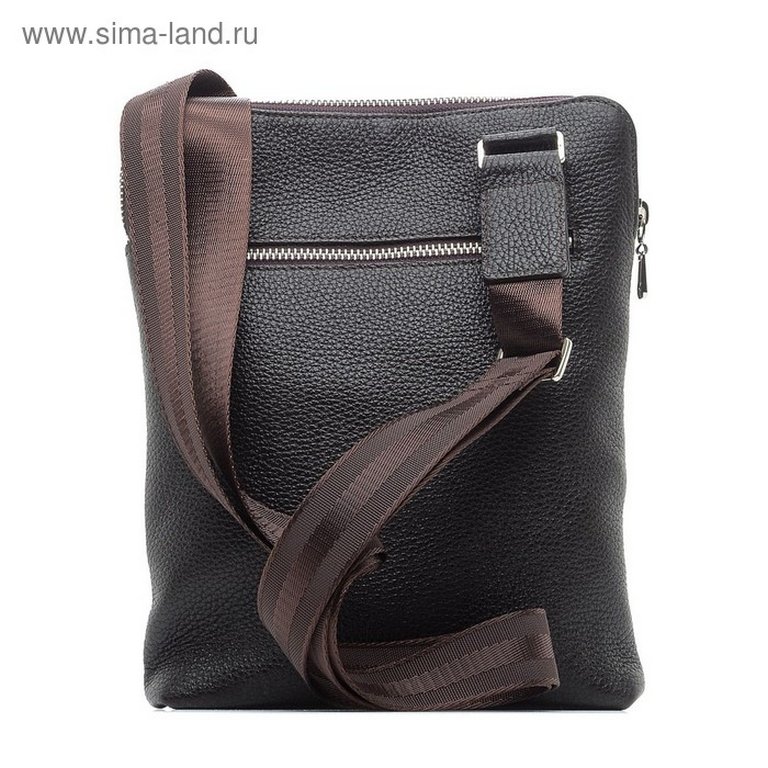 Сумка мужская D.Morelli малая, нат. кожа, с карманом, фл.коричн.