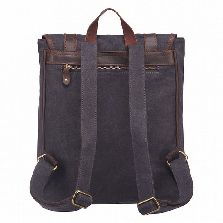 Рюкзак женский Dr.Koffer 30x37x10 см, нат.кожа, текстиль, серая