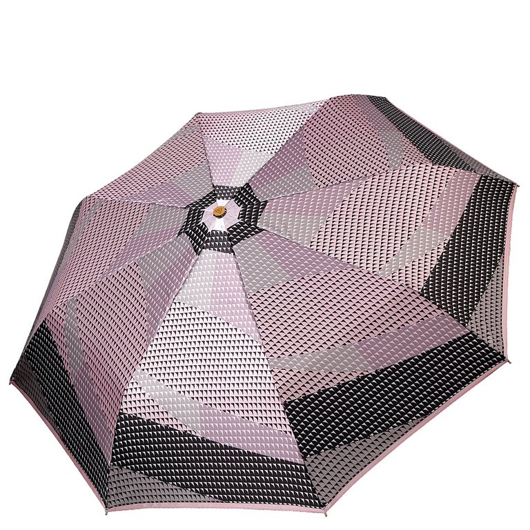 Зонт женский суперавтомат Fabretti, облегченный, 3 сложения, сатин, розовый