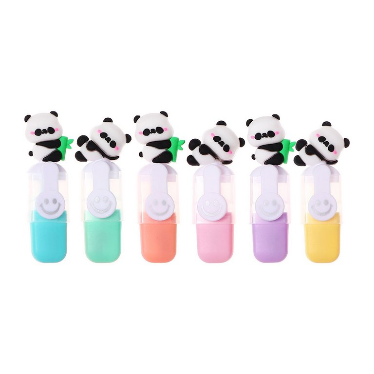 Набор текст-маркеров  6 шт  MINI Calligrata "Панды" 0,5мм ассорти в пенале на молнии