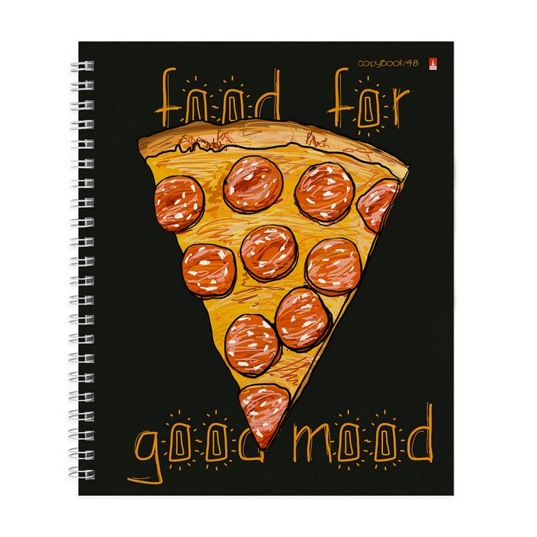 Тетрадь 48 лист кл. А5 на гребне "FOOD IN BLACK" 5 ВИДОВ