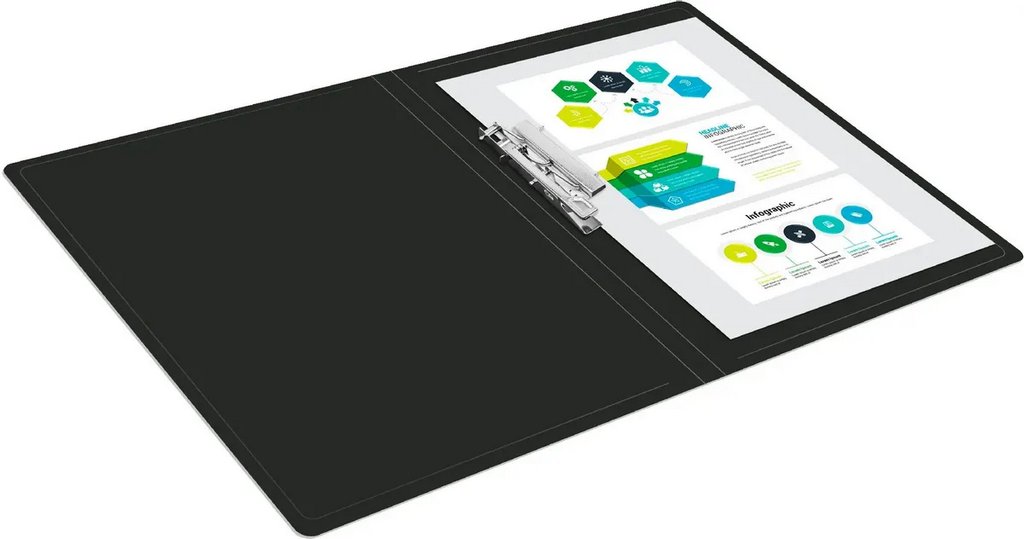 Папка с боковым зажимом А4 пластик 0,50 мм черный  BURO