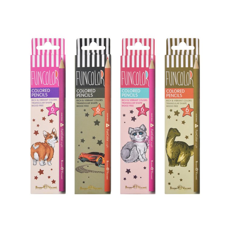 Набор карандашей   6 цв. трехгранные пласт. корпус Bruno Visconti "Funcolor"