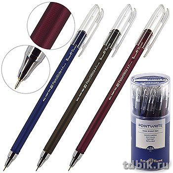 Ручка шариковая BV PointWrite "Original" прорезин. 0,38мм синяя (стерж..143мм, линия 0,3мм) игольч.