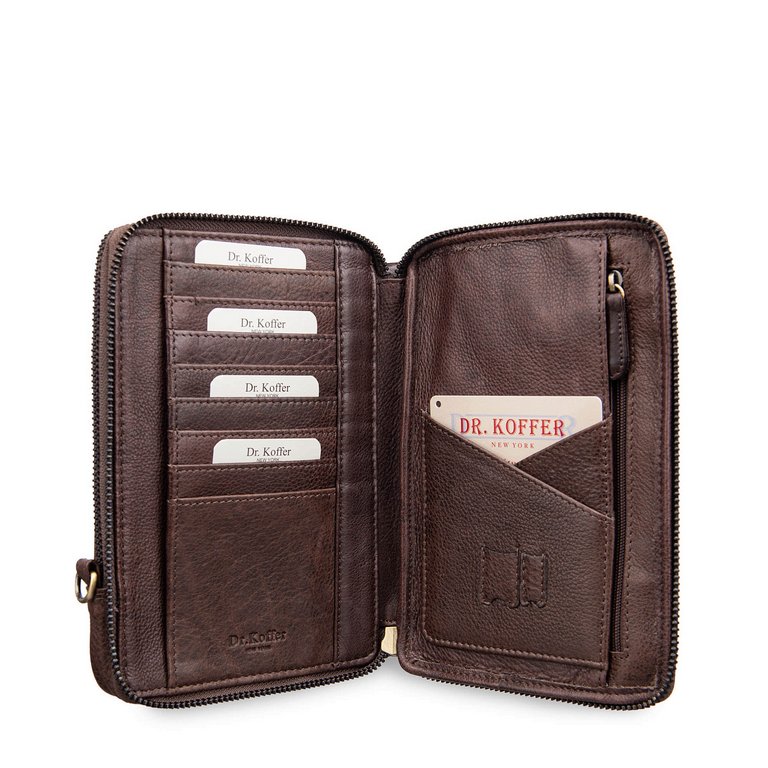 Сумка женская Dr.Koffer 13*20*3 см, нат. кожа, коричневая через плечо