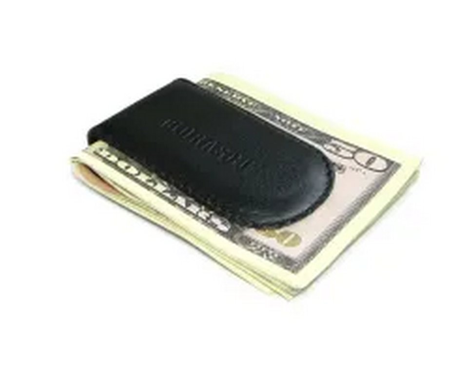 Зажим для денег Borasco нат. кожа, черный