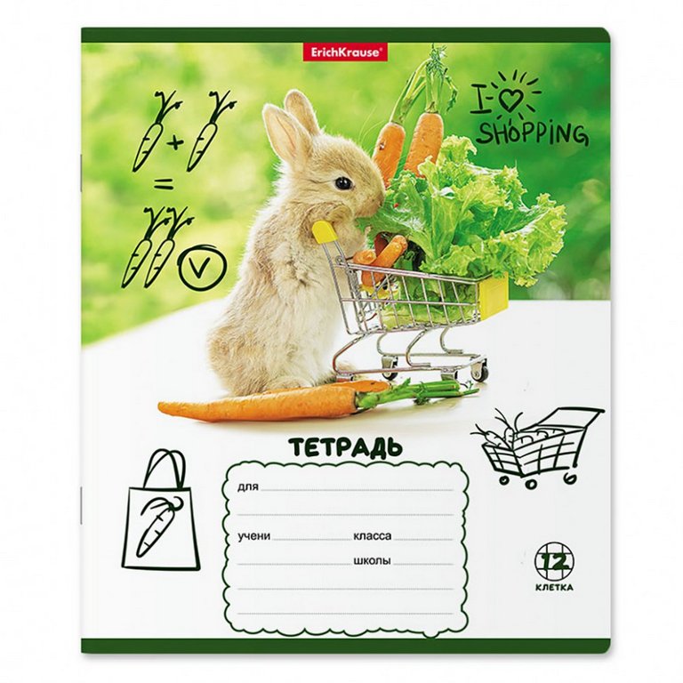Тетрадь 12 лист кл. А5 "Кролики" ассорти