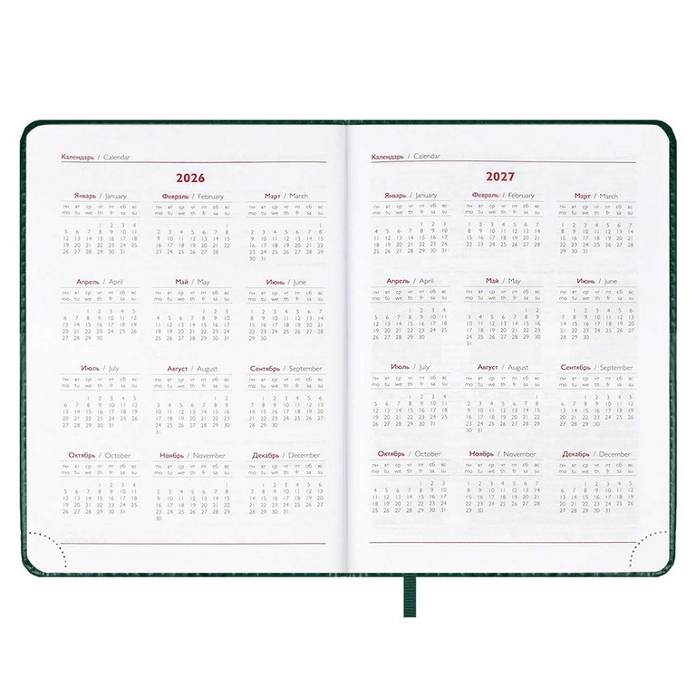 Ежедневник дат. 2026 г. А5 Escalada  "Сариф", тв. обл. иск. кожа, блинт. тиснение, тёмно-зелёный