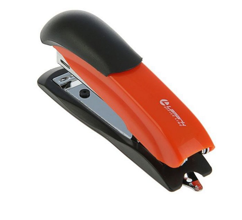 Степлер № 10 до 12л металлический, Lamark Ulrich, оранжевый с антистеплером