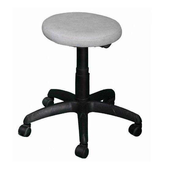 Табурет на газлифте бело-серый кож. зам.