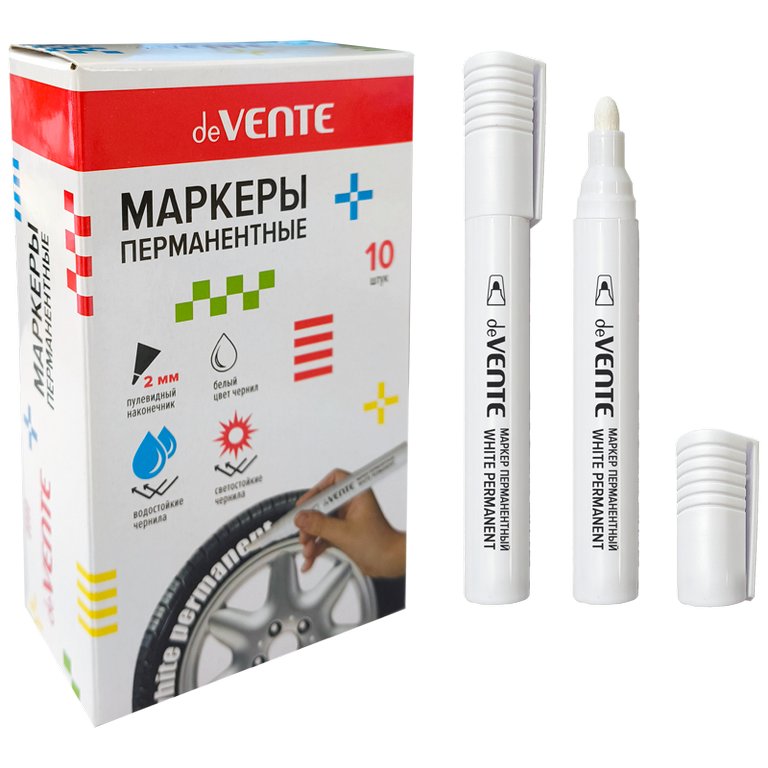 Маркер перманентный  2 мм deVENTE круглый, белый