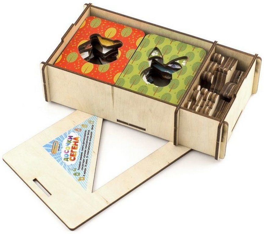 Игра обучающая  Формы Доски Сегена "Животные", набор 18 шт (дерево) WOODLENDTOYS