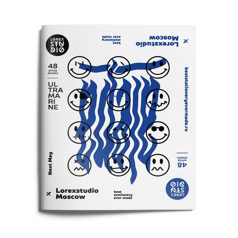 Тетрадь 48 лист кл. А5 на скрепке LOREX "ULTRAMARINE" мел. карт. запечатка форзаца, soft touch