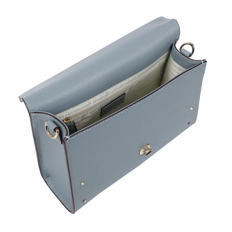 Сумка женская LEO VENTONI 22,5*18,5*8см, нат. кожа, голубой