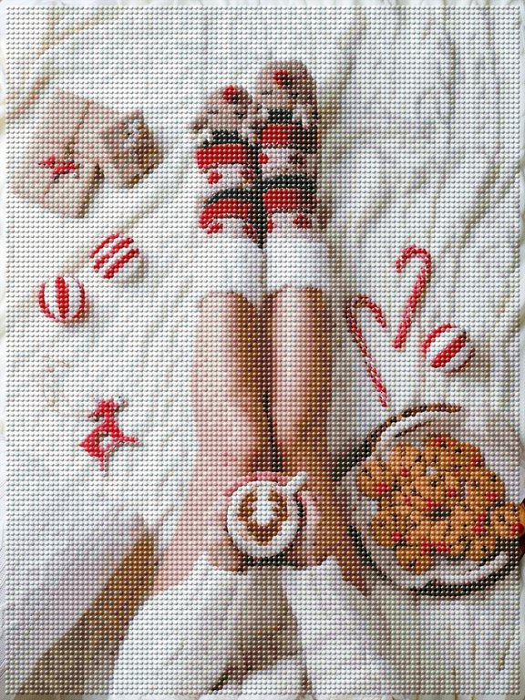 Алмазная мозаика 30*40см "Кофе и печенье" Рыжий кот