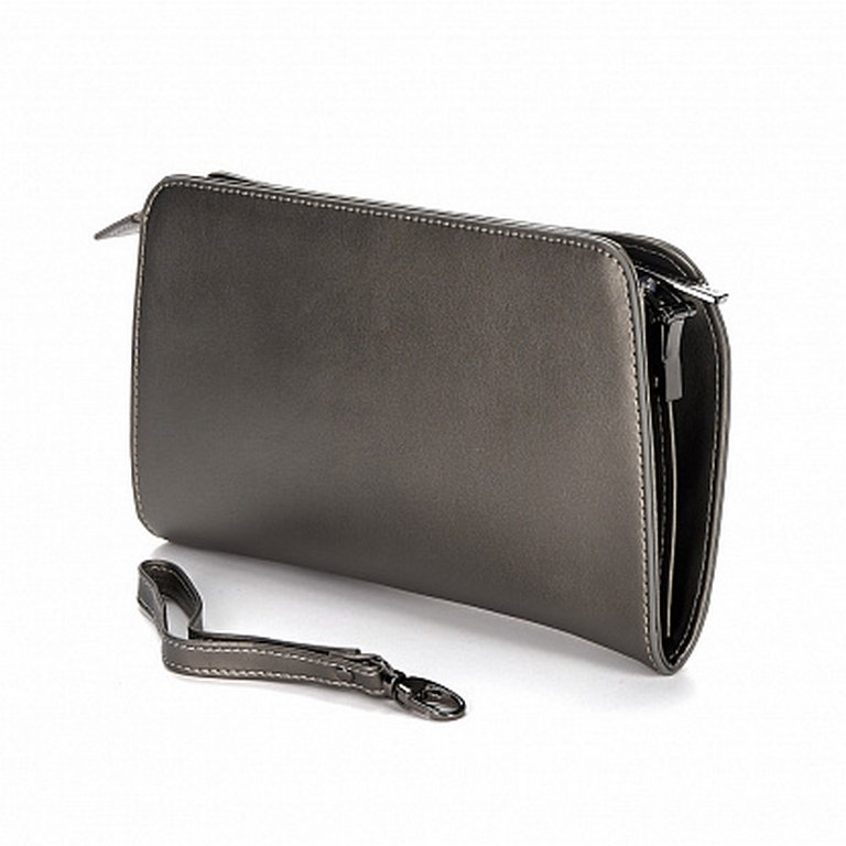 Сумка женская-клатч Jane's Story серебристый, нат. кожа