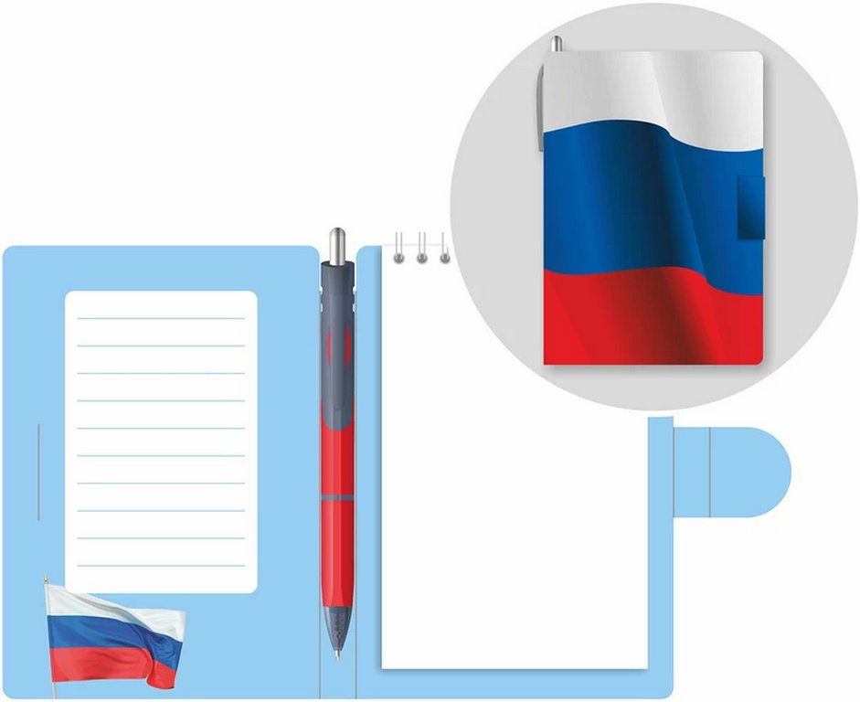 Блокнот А6  50л., 105*150 мм, LAMARK +ручка, "Триколор", вн.блок на спирали