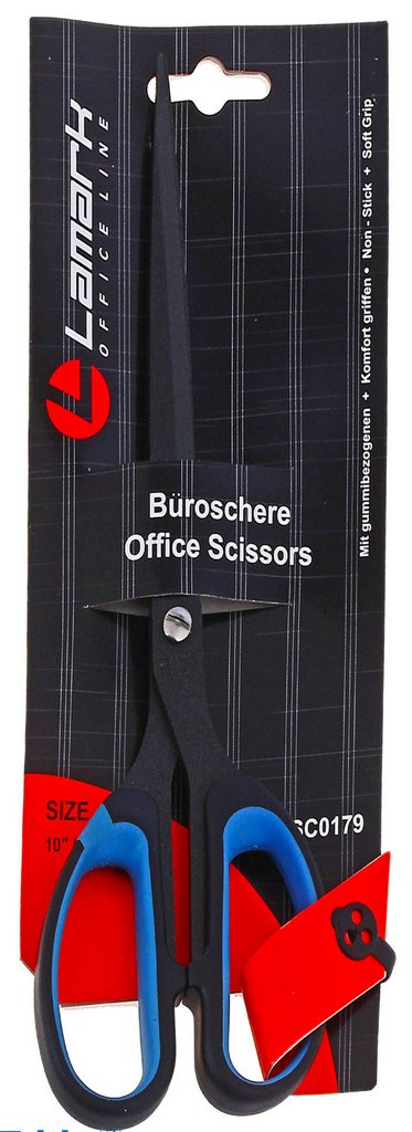 Ножницы 255 мм пластмас. эргоном. рукоятка с резиновыми вставками тефлон. покрыт (non-stick) Lamark